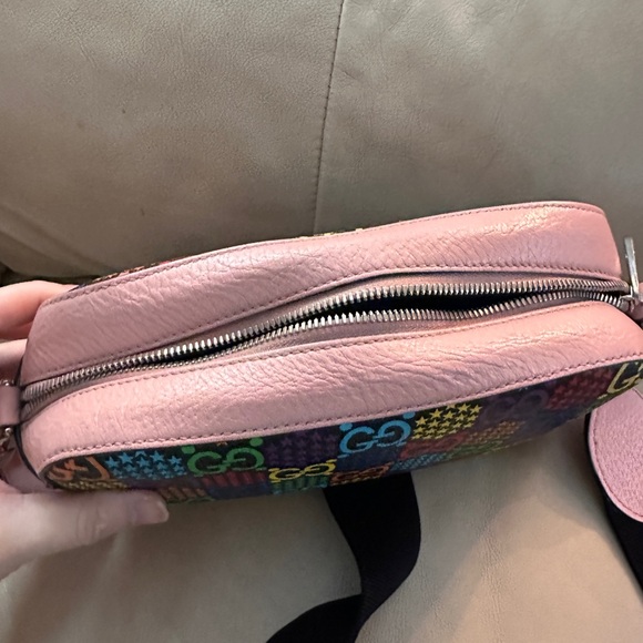 GUCCI GG Supreme Monogram Psychedelic Shoulder Bag Black Multicolor Sugar Pink - Picture 16 of 16
